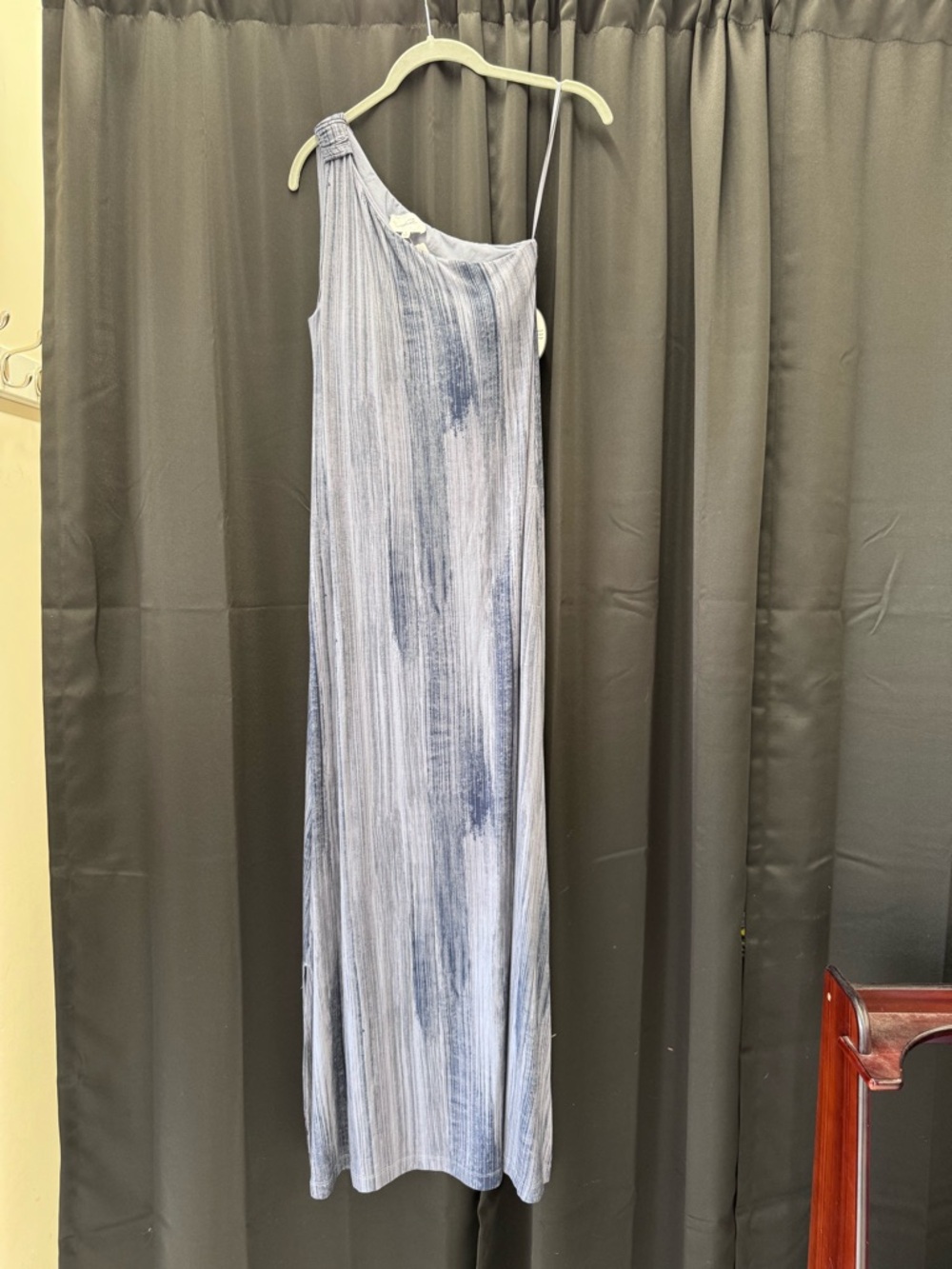 Soma One-Shoulder Blue Tie-Dye Maxi Dress